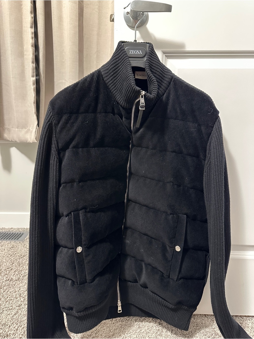 Black Velvet Puffer Cardigan